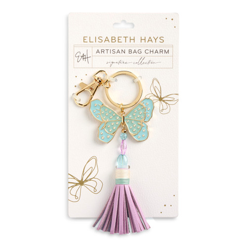 Butterfly Blue Bag Charm - 52 x 35mm slide 