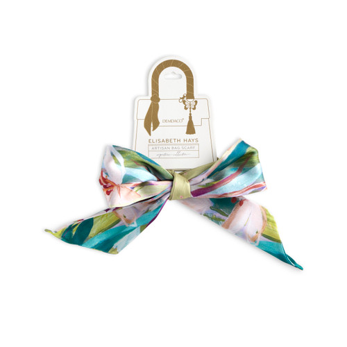 Green Floral Skinny Tie Bag Scarf - 5x95cm slide 