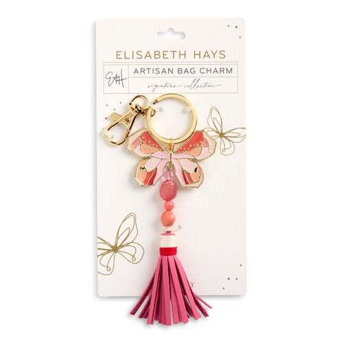 Butterfly Pink Bag Charm - 54 x 35mm slide 