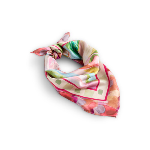 Pink Floral Bandana Scarf - 26x26in slide 