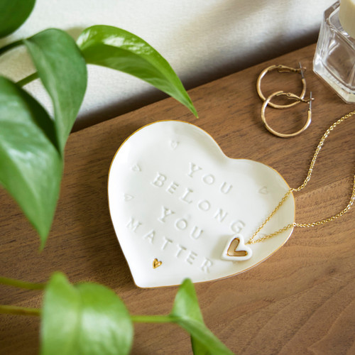 You Belong Necklace + Trinket Dish - Necklace 16in(+2in Extender) Dish 3.75in slide 
