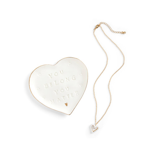 You Belong Necklace + Trinket Dish - Necklace 16in(+2in Extender) Dish 3.75in slide 