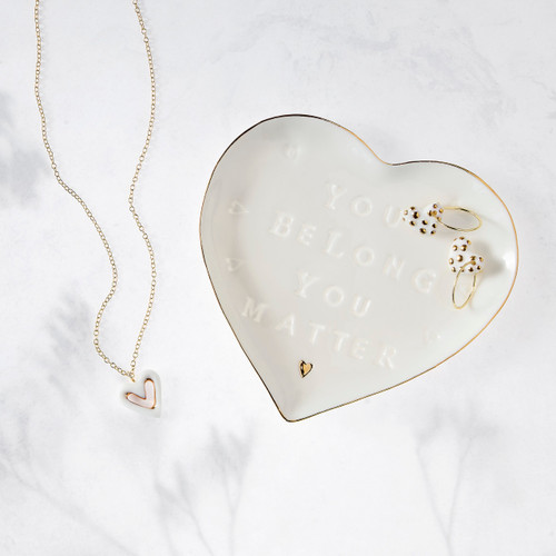 You Belong Necklace + Trinket Dish - Necklace 16in(+2in Extender) Dish 3.75in slide 