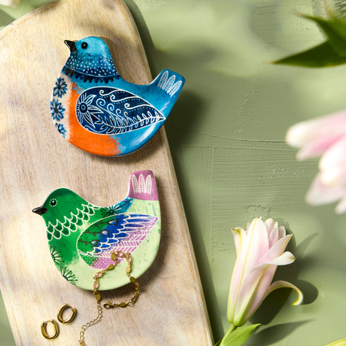 Hummingbird Bird Song Trinket Dish - 4in slide 