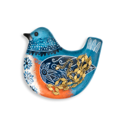 Bluebird Bird Song Trinket Dish - 4in slide 