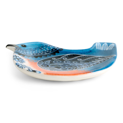 Bluebird Bird Song Trinket Dish - 4in slide 