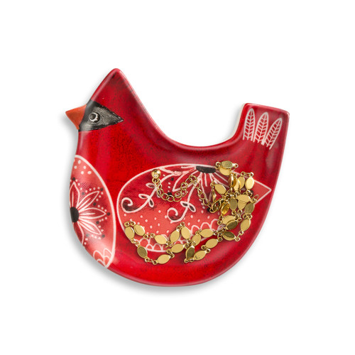 Cardinal Bird Song Trinket Dish - 4in slide 