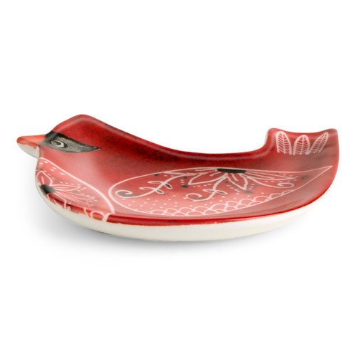 Cardinal Bird Song Trinket Dish - 4in slide 