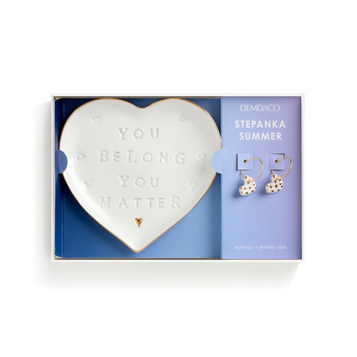 You Belong Earrings + Trinket Dish - Earrings 13mm, Dish 3.75in slide 