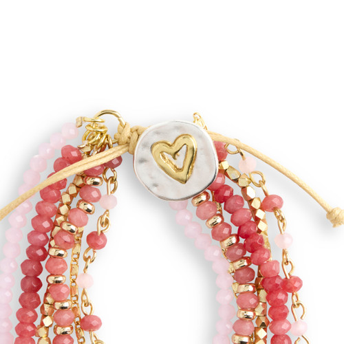 Blush Pink Beaded Love Bracelet - 7in slide 