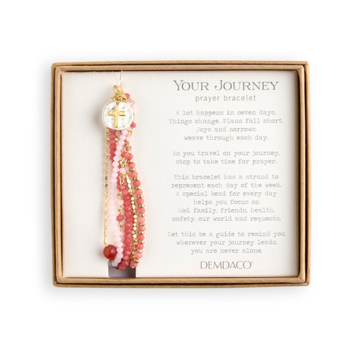 Blush Pink Beaded Prayer Bracelet - 7in slide 