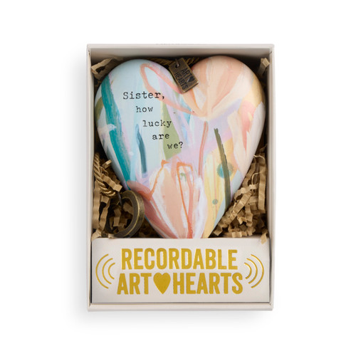 Sister How Lucky Light Blue Recordable Art Heart 3.5" x 3.5" by Elisabeth Hays slide 