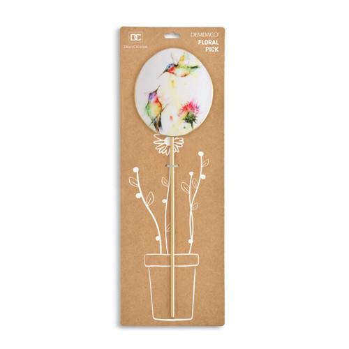 Stopping By White and Gold Hummingbird Floral Pick 12" by Dean Crouser slide 