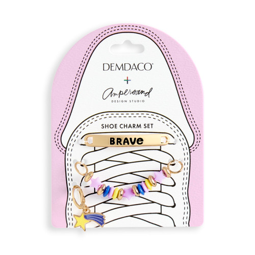 Set of 3 Brave Star Gold and Purple Shoe Charms Long 2.5", Short 1.5" by Ampersand Design Studio slide 