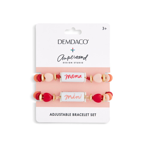 Set of 2 Girl Mama & Mini Pink Bracelets Small Adjustable 3" to 5", Large Adjustable 3" to 6" by Ampersand Design Studio slide 