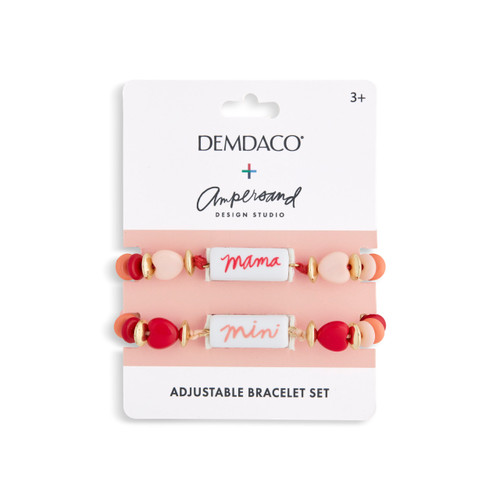 Set of 2 Girl Mama & Mini Pink Bracelets Small Adjustable 3" to 5", Large Adjustable 3" to 6" by Ampersand Design Studio slide 