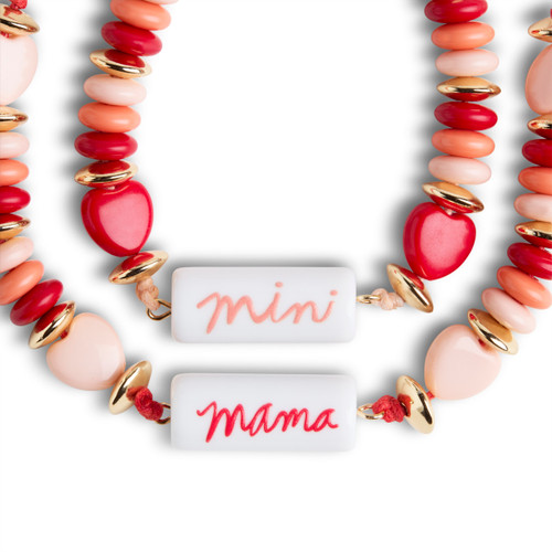 Set of 2 Girl Mama & Mini Pink Bracelets Small Adjustable 3" to 5", Large Adjustable 3" to 6" by Ampersand Design Studio slide 