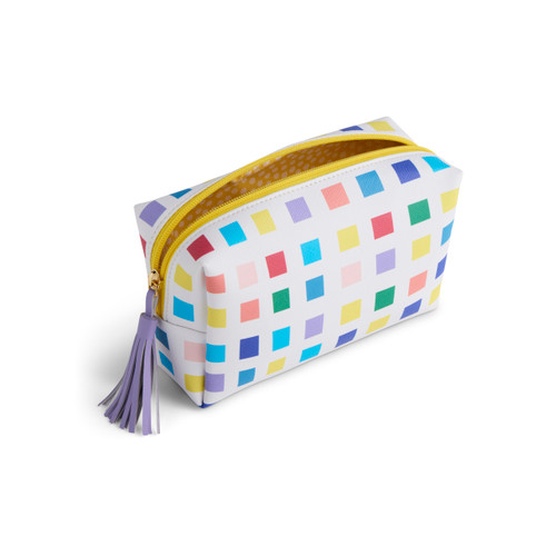 Playful Check Multi Color Quilted Zip Pouch 7" x 2.5" x 4.5" by Ampersand Design Studio slide 