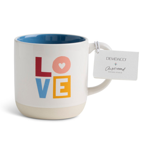 Love Off White and Blue Mug 16oz. by Ampersand Design Studio slide 