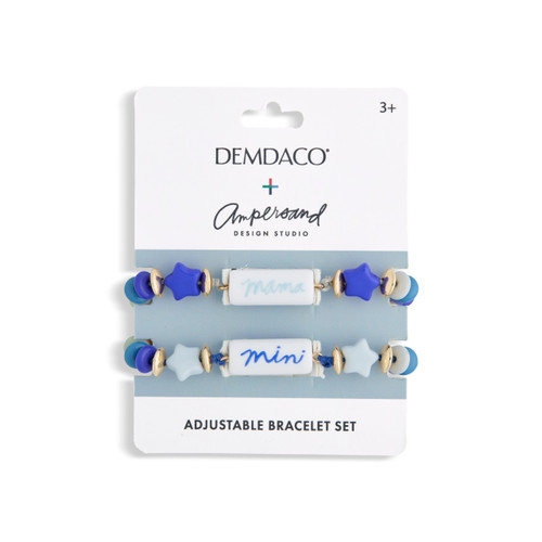 Set of 2 Boy Mama & Mini Blue Bracelets Small Adjustable 3" to 5", Large Adjustable 3" to 6" by Ampersand Design Studio slide 