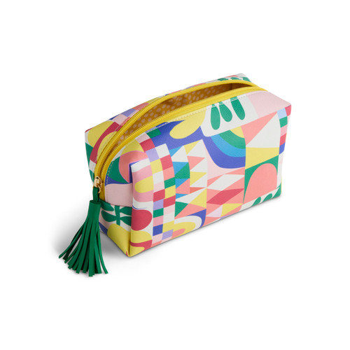 Folk Collage Multi Color Quilted Zip Pouch 7" x 2.5" x 4.5" by Ampersand Design Studio slide 