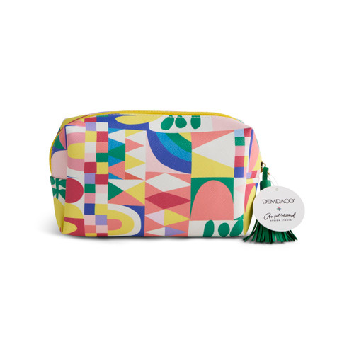 Folk Collage Multi Color Quilted Zip Pouch 7" x 2.5" x 4.5" by Ampersand Design Studio slide 