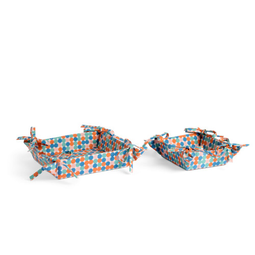 Set of 2 Light Blue Checkered Dots Fabric Trays Large: 8"sq., Small: 5"sq. by Ampersand Design Studio slide 
