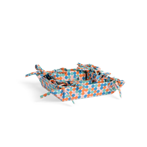 Set of 2 Light Blue Checkered Dots Fabric Trays Large: 8"sq., Small: 5"sq. by Ampersand Design Studio slide 