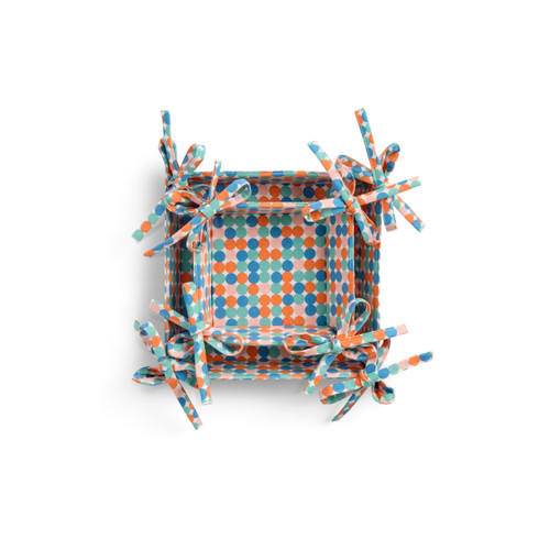 Set of 2 Light Blue Checkered Dots Fabric Trays Large: 8"sq., Small: 5"sq. by Ampersand Design Studio slide 