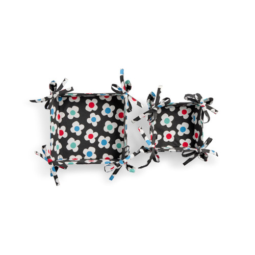 Set of 2 Floral Toss Fabric Trays Black and White Large: 8"sq., Small: 5"sq. by Ampersand Design Studio slide 