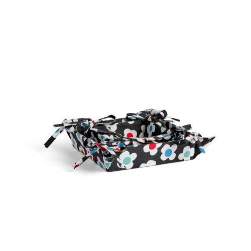 Set of 2 Floral Toss Fabric Trays Black and White Large: 8"sq., Small: 5"sq. by Ampersand Design Studio slide 