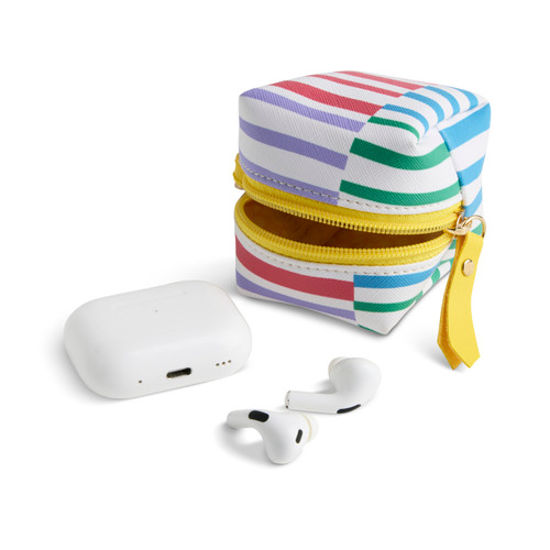 Boldly Striped Multi Color Earbud Case 3" x 3" by Ampersand Design Studio slide 