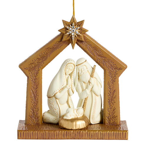 Nativity Ornament with Sculpted Resin Figures slide 