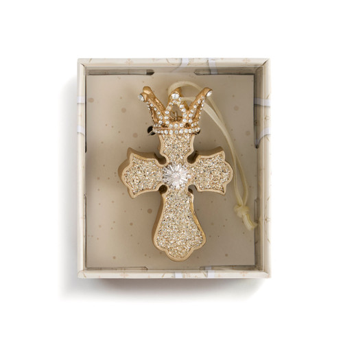 Rejoice Warm Wish Glitter Cross Ornament slide 