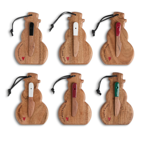 Snowman Mini Wood Serve Boards - 6 Assorted slide 