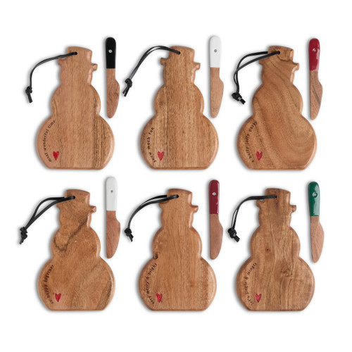 Snowman Mini Wood Serve Boards - 6 Assorted slide 