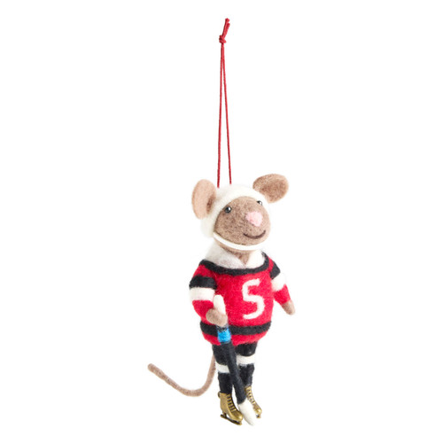 Hockey Player Mouse Ornament - 5in slide 