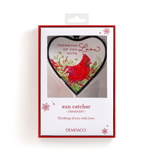 Thinking of You Cardinal Suncatcher Ornament - 3x3in slide 