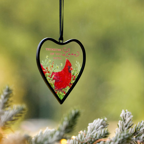 Thinking of You Cardinal Suncatcher Ornament - 3x3in slide 
