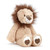 A side view of a plush lion rattle.