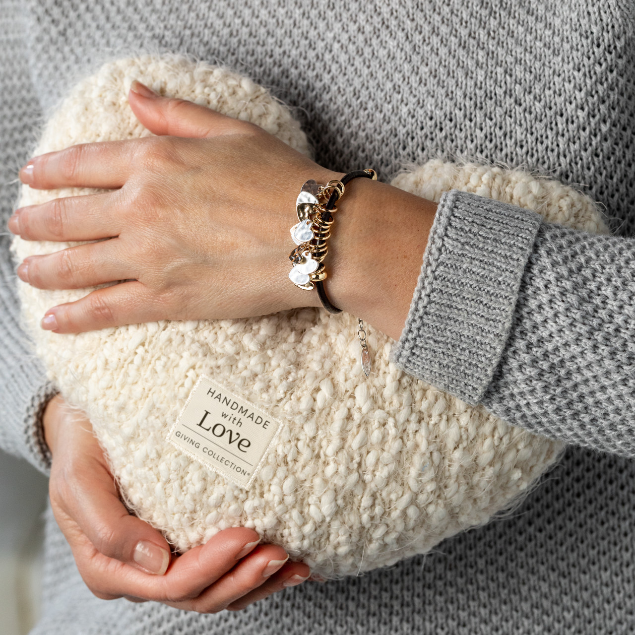 Cream Giving Heart Weighted Pillow thumbnail
