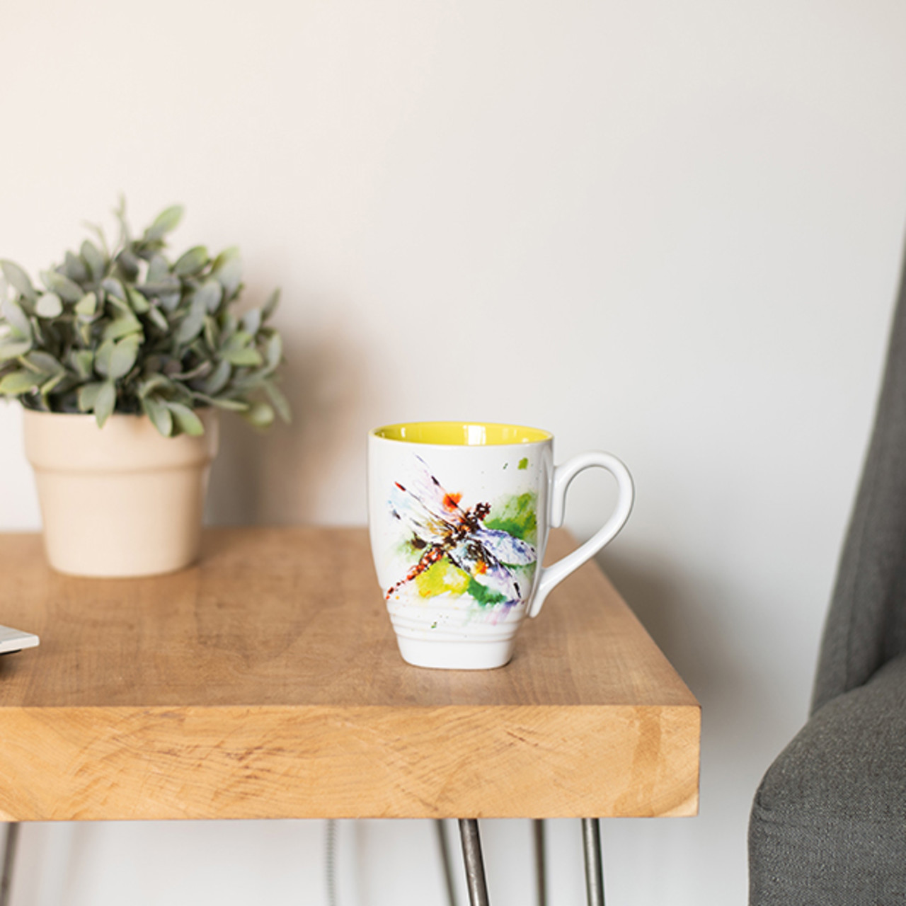Dean Crouser Stoneware Watercolor Dragonfly Mug 16oz thumbnail
