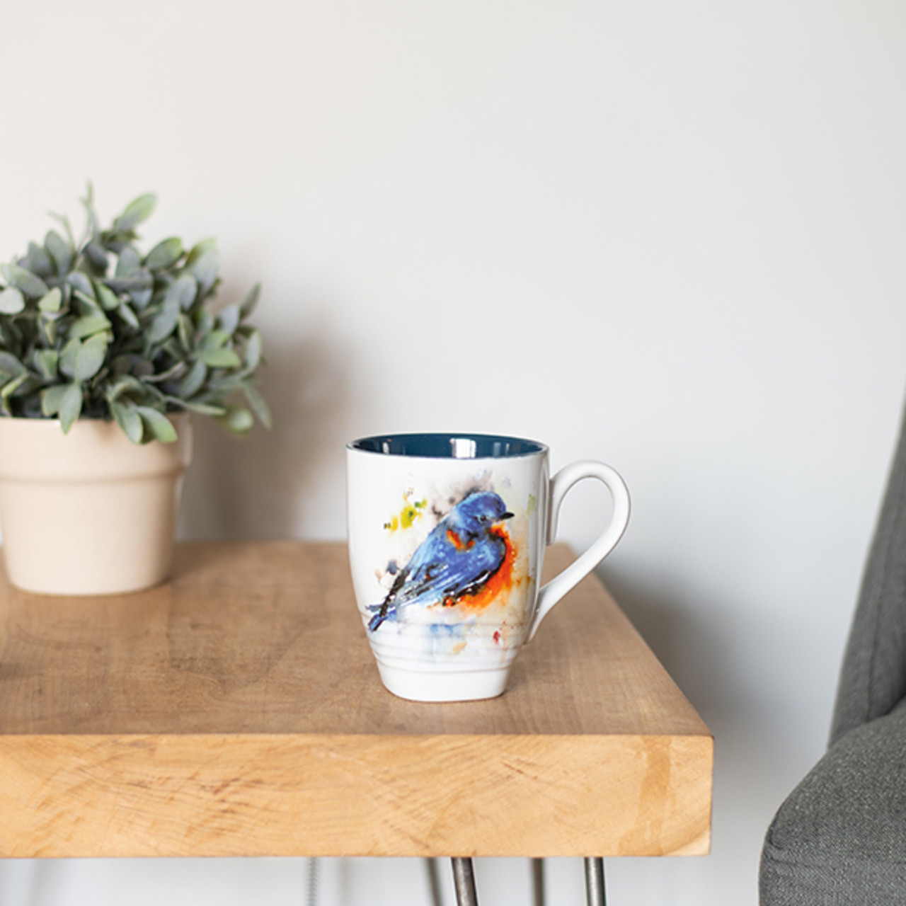 Dean Crouser Stoneware Watercolor Bluebird Mug 16oz thumbnail