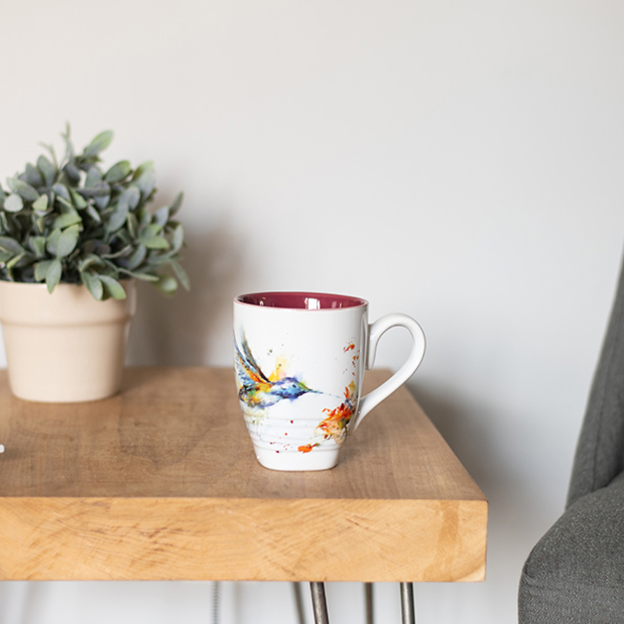 Dean Crouser Stoneware Watercolor Hummingbird Mug 16oz thumbnail