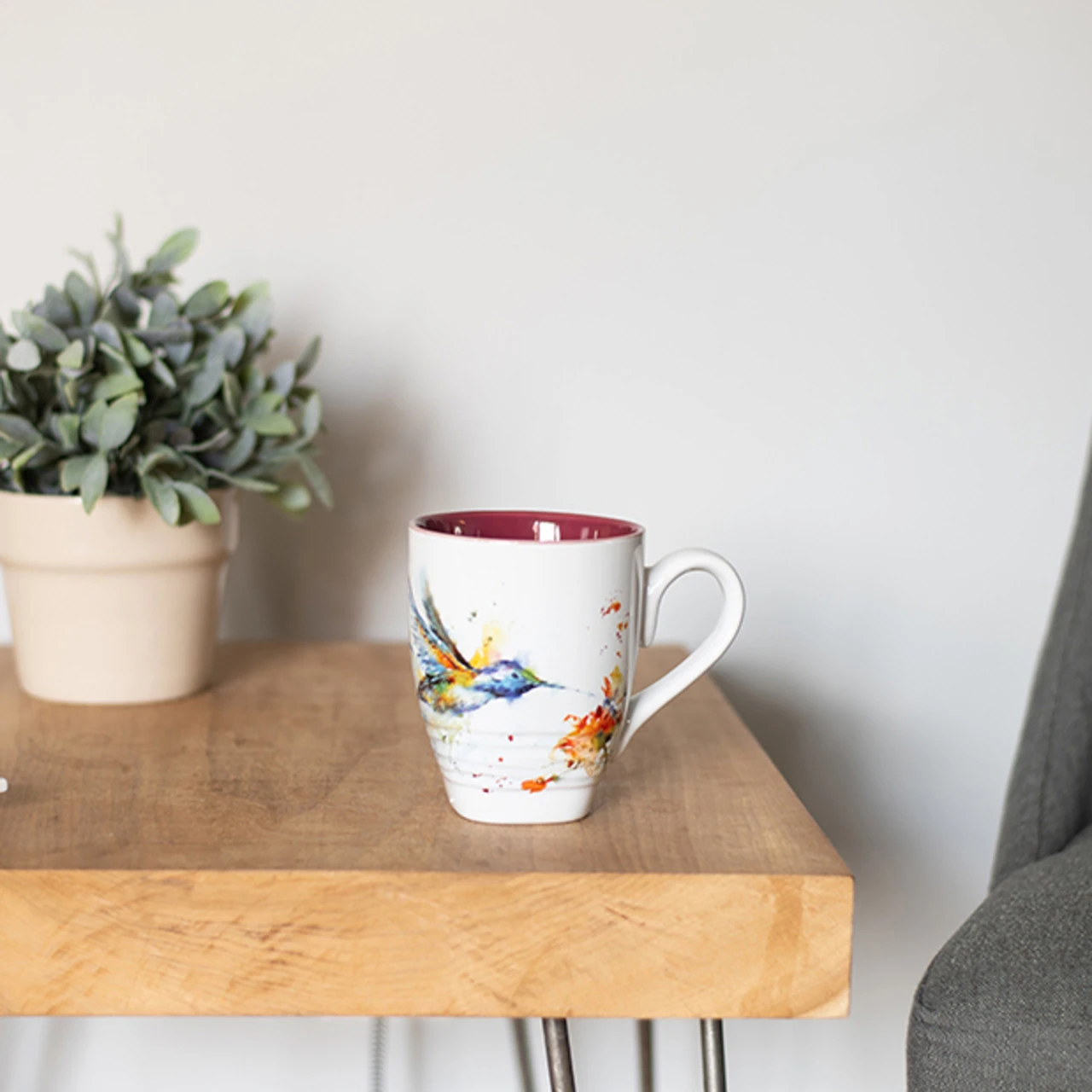 Dean Crouser Stoneware Watercolor Hummingbird Mug 16oz thumbnail