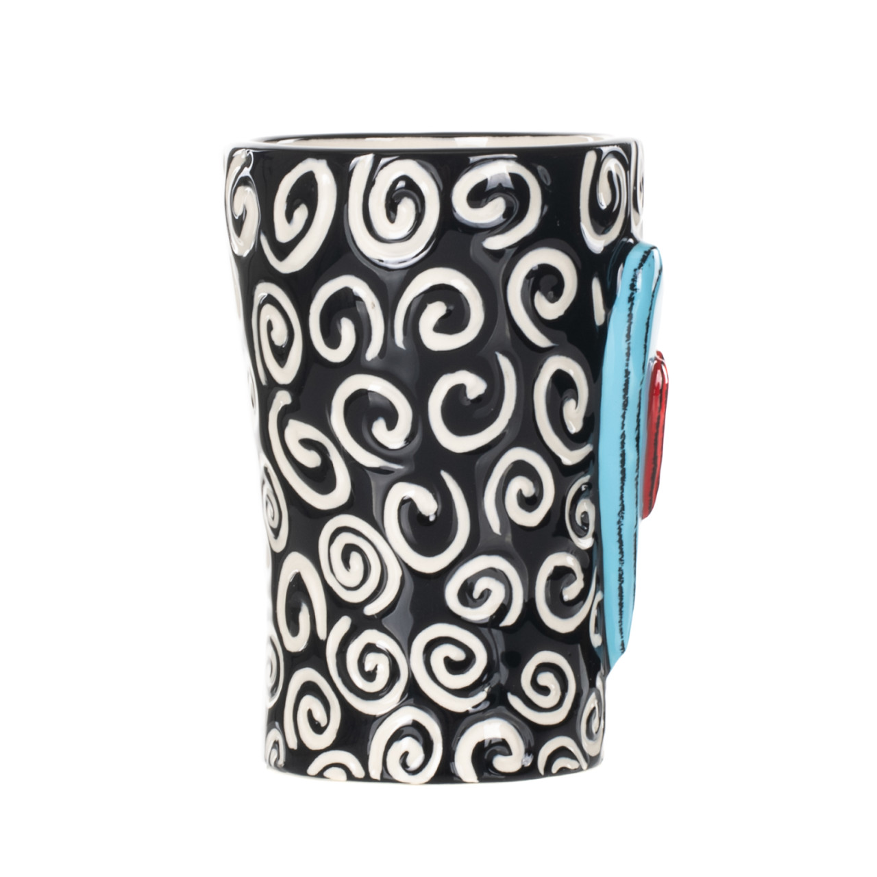 Tracy Pesche Stoneware White Swirls and Heart Mug 15oz thumbnail