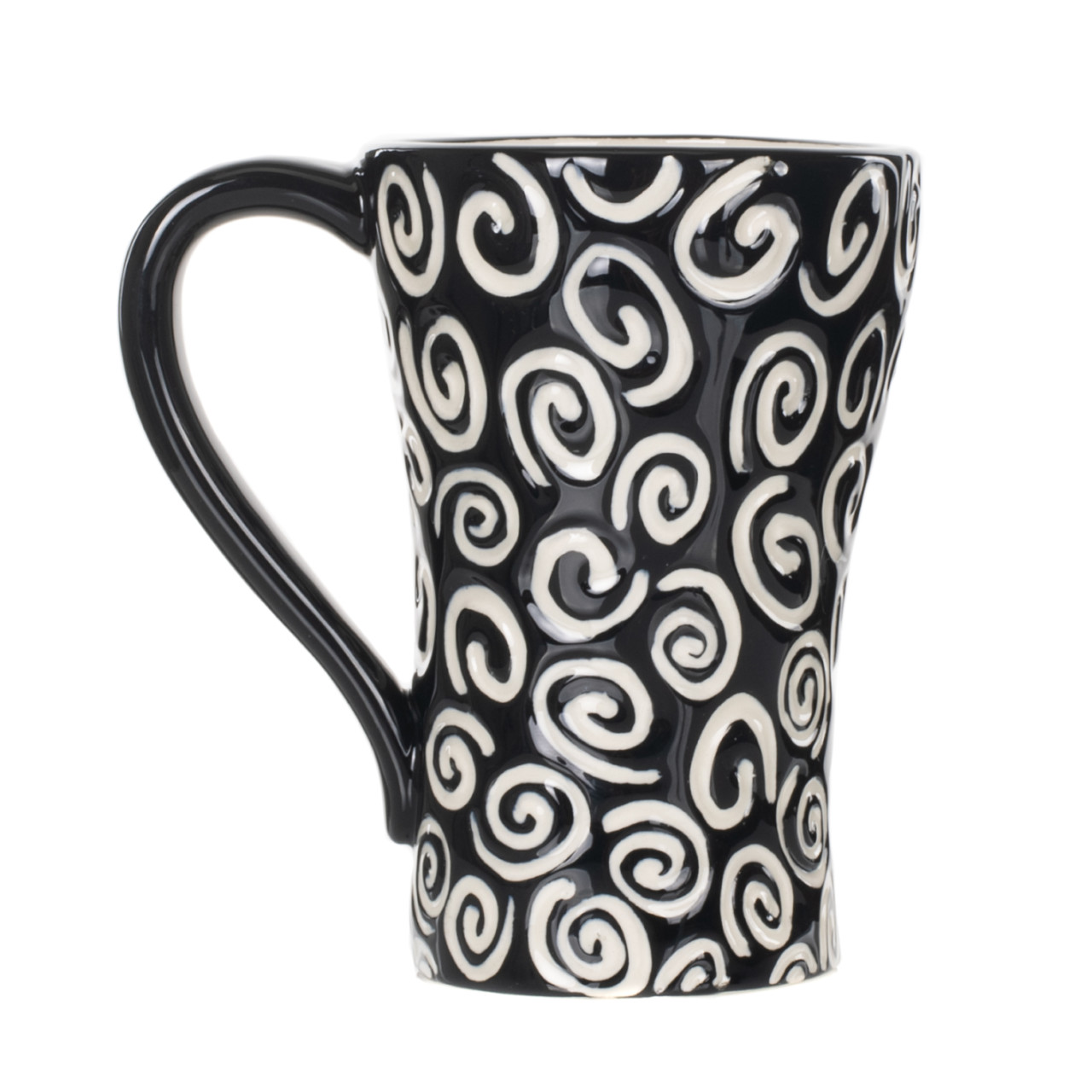 Tracy Pesche Stoneware White Swirls and Heart Mug 15oz thumbnail