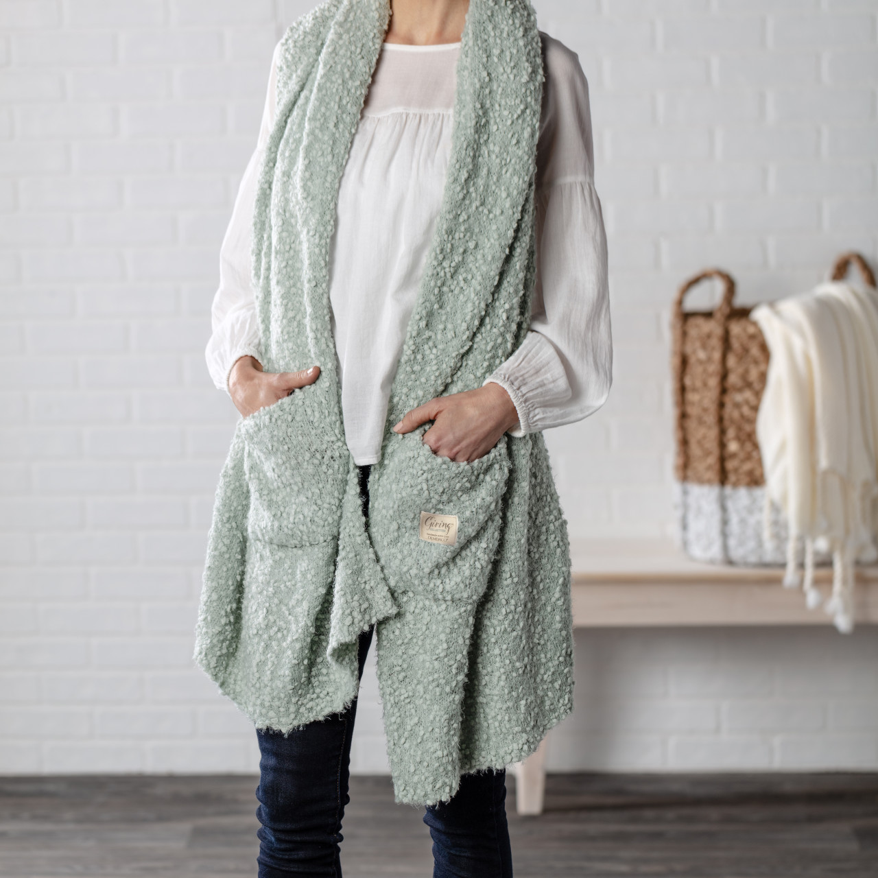 Giving Collection Light Sage Giving Shawl With Pockets thumbnail