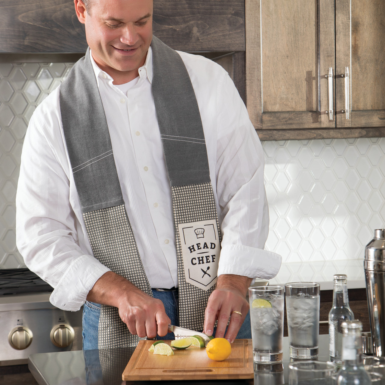 byDesign Serving Two-Toned Gray Head Chef Kitchen Boa 4" x 69" thumbnail
