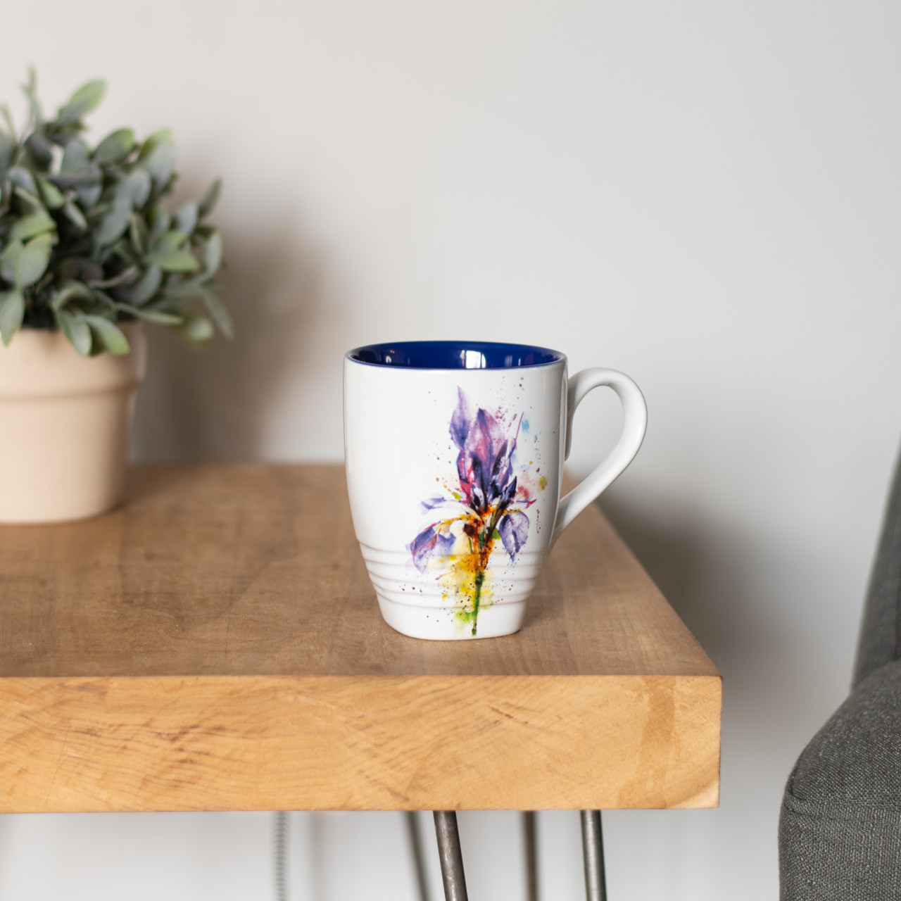 Dean Crouser Stoneware Watercolor Iris Flower Mug 16oz thumbnail